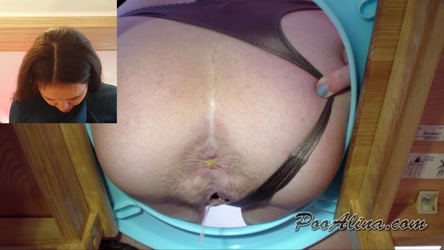 PooAlina - Complete Collection/Alina in stockings pooping in mouth toilet slave and spits Close-up.mp4